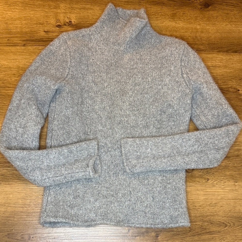 Abercrombie & Fitch Wool Sweater Mock Neck Long Sleeve Gray Youth XS